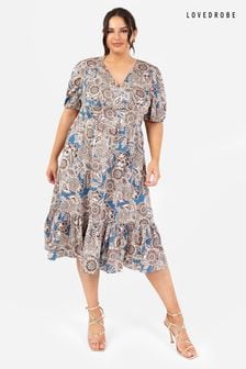Lovedrobe Tiered Hem Puff Sleeve Midi Dress (Q62596) | €71