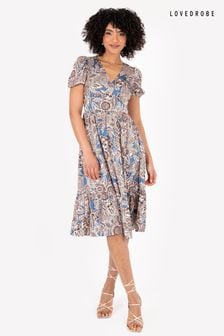 Lovedrobe Tiered Hem Puff Sleeve Midi Dress (Q62621) | AED250