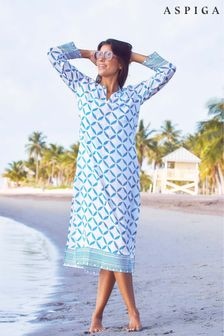 Aspiga Shibori Blue Guadalupe Maxi Tunic (Q62802) | $154