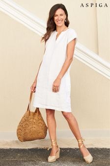 أبيض - Aspiga Dori Linen Dress (Q62807) | 555 د.إ