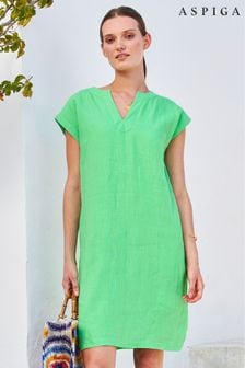 أخضر - Aspiga Dori Linen Dress (Q62816) | 555 د.إ