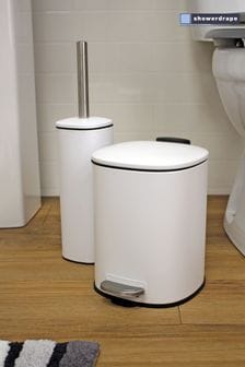 Showerdrape White Capri Toilet Brush And Bin Set