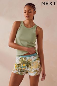 Sage Green Rib Vest Short Pyjamas Set (Q63191) | OMR7