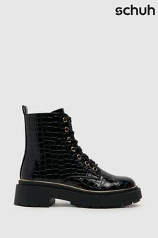Schuh Arielle Patent Hardware Black Boots (Q63220) | ₪ 251