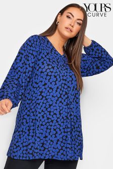 Yours Curve Blue Long Sleeve Pleat Swing Top (Q63292) | €34