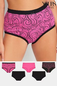 Yours Curve Pink Full Briefs Knickers 5 Pack (Q63326) | 60 SAR