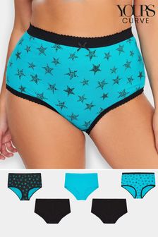Yours Curve Blue Full Briefs Knickers 5 Pack (Q63349) | AED52
