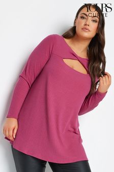 Yours Curve Pink Twist Front Rib Swing Top (Q63350) | €13