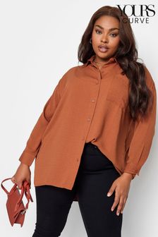 Yours Curve Orange Boyfriend Textured Shirt (Q63357) | $45
