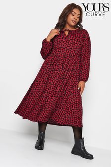Czerwony - Teksturowana sukienka midaxi Yours Curve (Q63366) | 86 zł