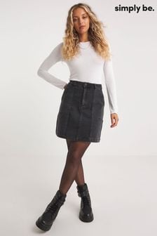 Simply Be Black Cargo Denim Mini Skirt (Q63391) | kr510