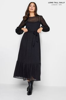 Long Tall Sally Black Dobby Tiered Dress (Q63425) | ₪ 196