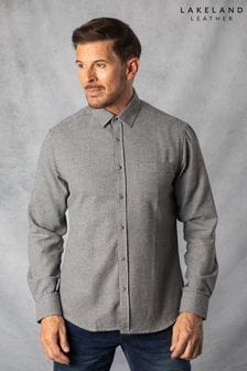 Lakeland Clothing Grey Joshua Houndstooth Check Brushed Shirt (Q63448) | kr584