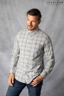 Lakeland Clothing Grey Adam Poplin Check Shirt (Q63465) | 223 QAR