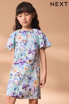 Purple/Blue Butterfly Print Ocassion Dress (1.5-16yrs) (Q63513) | €20 - €28