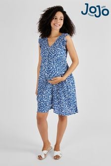 JoJo Maman Bébé Blue Frill Sleeve Maternity Dress (Q63561) | 228 QAR