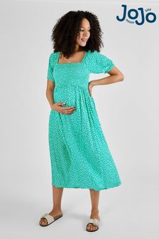 JoJo Maman Bébé Green Ditsy Shirred Maternity Midi Dress (Q63572) | 79 €