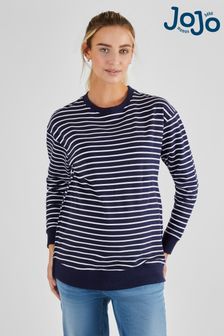 JoJo Maman Bébé Navy White Stripe Maternity & Nursing Sweatshirt (Q63580) | €57