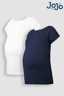Midnight Blue & White - Jojo Maman Bébé 2-pack Boyfriend Maternity Cotton T-shirts (Q63583) | NT$1,120