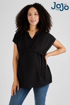 JoJo Maman Bébé Black Linen Blend Maternity Blouse (Q63595) | $79
