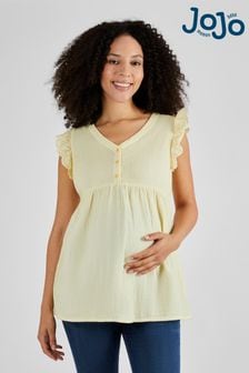 Желтый - Блузка для беременных с расклешенными рукавами и вышивкой ришелье Jojo Maman Bébé (Q63602) | €54
