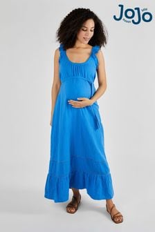 JoJo Maman Bébé Blue Flutter Sleeve Maternity Maxi Dress (Q63615) | €54