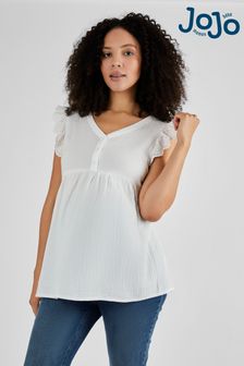 Белый - Блузка для беременных с расклешенными рукавами и вышивкой ришелье Jojo Maman Bébé (Q63620) | €54