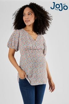 JoJo Maman Bébé Cream Fruit Print Maternity Blouse (Q63621) | $62