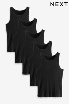 Black Ribbed Vests 5 Pack (Q63628) | €32