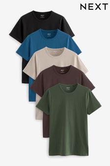 כחול/ירוק/אפור - גזרה צרה - מארז של 5 חולצות טי (Q63633) | ‏127 ‏₪