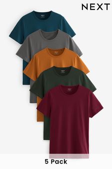 Rich Green/Blue/Orange/Grey Slim T-Shirts 5 Pack (Q63636) | €49