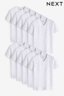 White 10 pack V-Neck T-Shirts (Q63661) | SGD 124