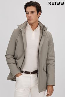 Reiss Taupe Dublin Water Repellent Removable Hooded Coat (Q63666) | €476