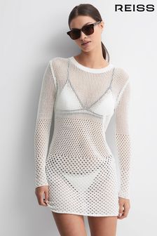 Reiss Cream Esta Crochet Mini Dress (Q63685) | €225