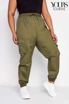 Yours Curve Green Cuffed Woven Cargo Trousers (Q63742) | kr376