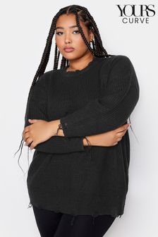 Schwarz - Yours Curve Fashion Pullover im Used-Look (Q63782) | 22 €