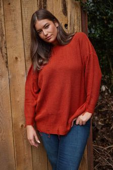 Yours Curve Brown Fashion Distressed Jumper (Q63817) | €41