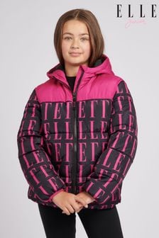 Abrigo acolchado rosa estampado con paneles cosidos de Elle (Q63930) | 113 € - 136 €