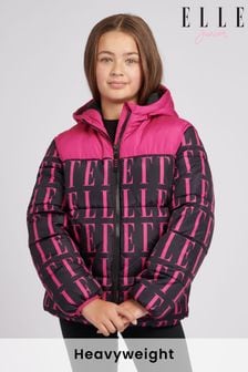 Elle Cut & Sew Pink Print Puffer Coat (Q63930) | $137