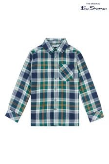 Ben Sherman Boys Blue Hopsack Check Shirt (Q63954) | KRW42,700 - KRW51,200