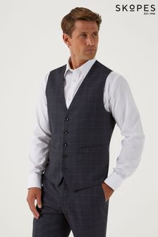 Skopes Grey Baines Charcoal Check Suit Waistcoat (Q64056) | SGD 106