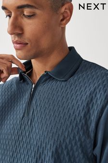 Blue Textured Polo Shirt (Q64110) | AED125