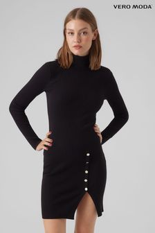 VERO MODA Black Button Detail Bodycon Knitted Jumper Dress (Q64131) | €19