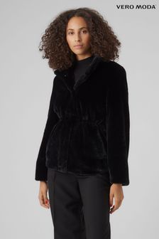 VERO MODA Black Faux Fur Coat (Q64132) | $76