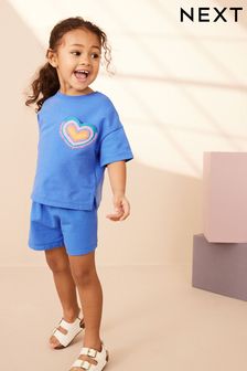 ブルー ハート - Tシャツ & ショートパンツセット (3 ヶ月～7 歳) (Q64152) | ￥1,740 - ￥2,430