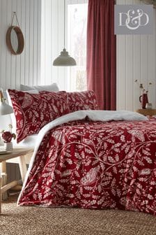 D&D Red Christmas Woodland Owls Plush Fleece Duvet Cover Set (Q64290) | $38 - $77