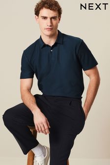 Navy Textured Short Sleeve Polo Shirt (Q64296) | 25 €