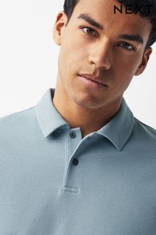 Light Blue Textured Short Sleeve Polo Shirt (Q64323) | OMR8