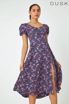 Dusk Black Floral Polka Dot Puff Sleeve Dress (Q64416) | €83