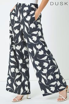 Dusk Black Floral Print Wide Leg Trousers (Q64467) | €53
